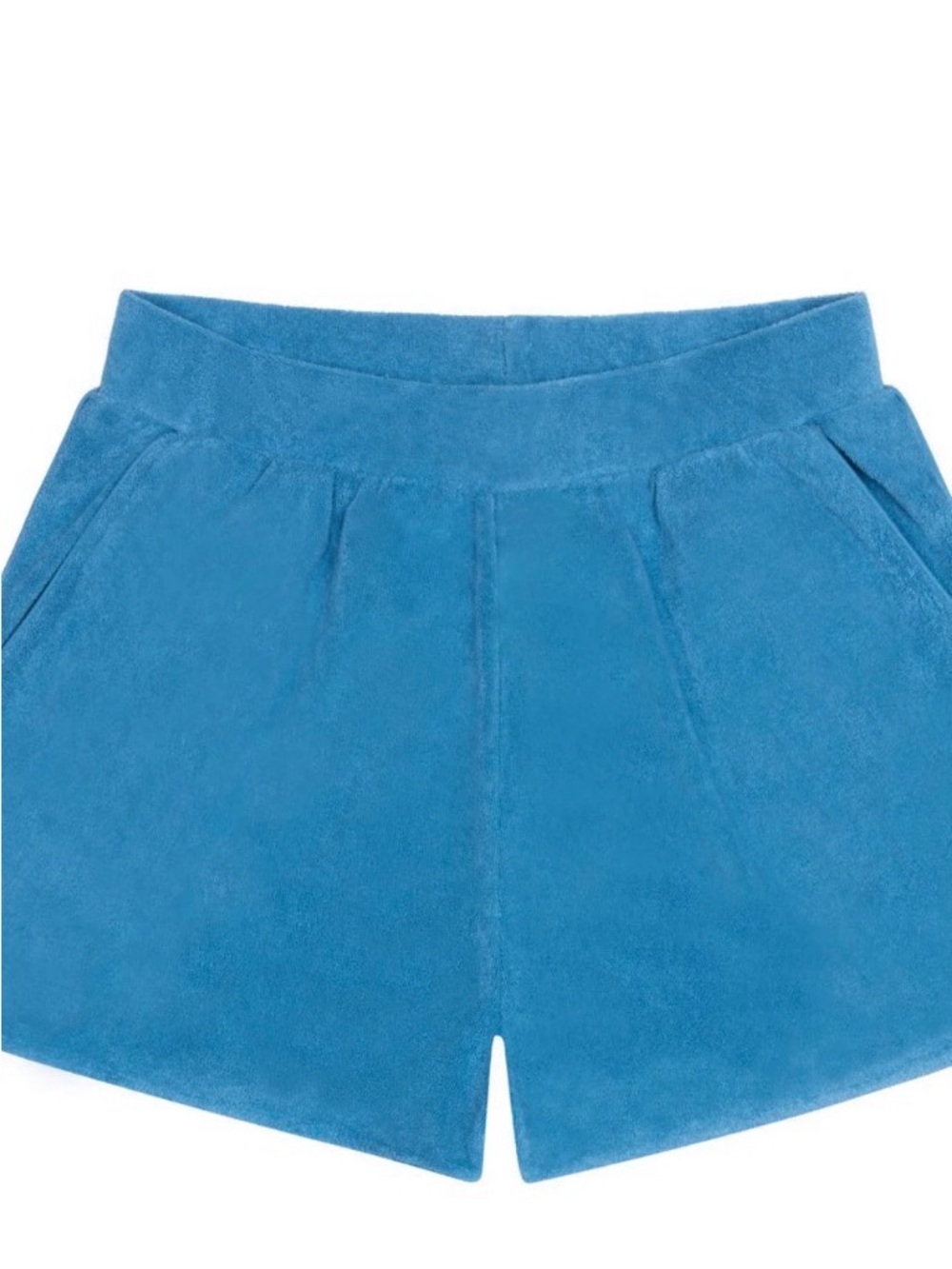 Minnow High-Waist Blue French Terry Shorts with Front Pleats